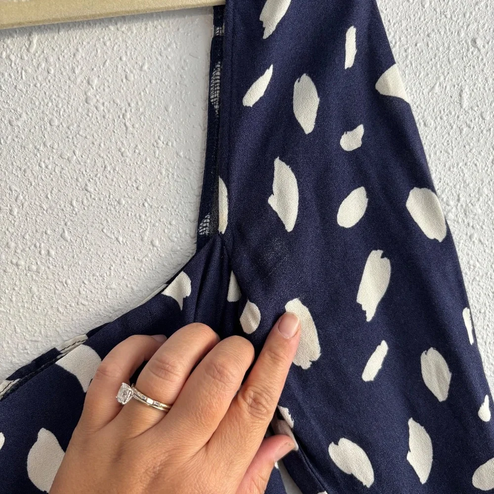 Reformation Sigmund Dress Navy Splatter - Size 4 - Picture 6 of 7